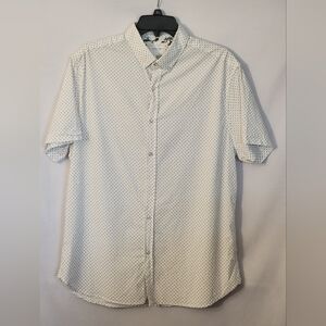 Cactus Short-Sleeve Button-Down Shirt with Black Diamond Print Size L